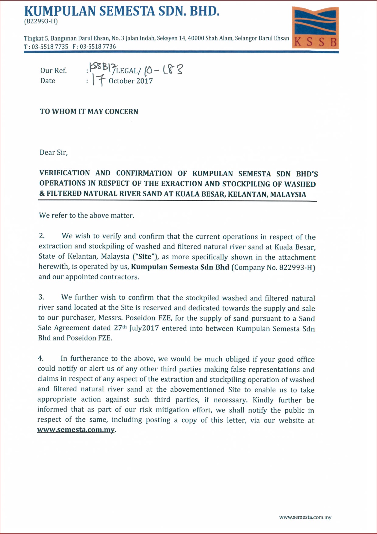 Clarification Notice